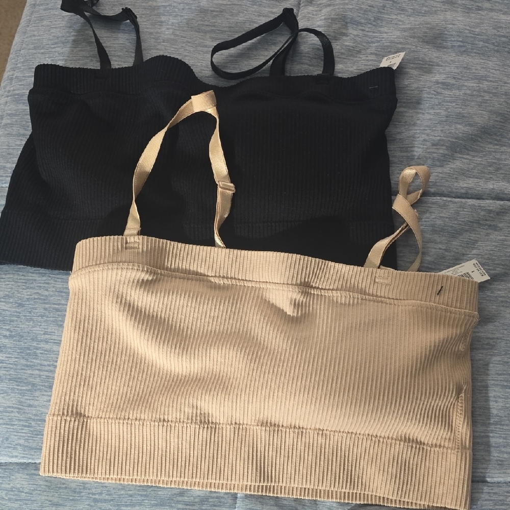 Torrid Black and Tan Ribbed Bras